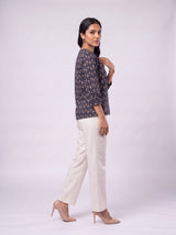 Black Cotton Hand Block Printed Top