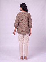 Green Cotton Hand Block Printed Top