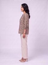 Green Cotton Hand Block Printed Top