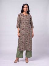 Green Hand-Block Printed Cotton Kurta