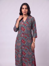 Green Cotton Hand Block Floral Print Kurta