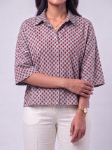 Blue Cotton Hand Block Printed Shirt