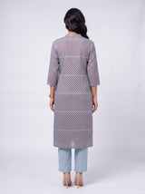 Blue Cotton Hand Block Butti Print Kurta