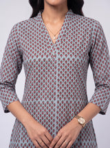 Blue Cotton Hand Block Butti Print Kurta