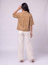 Yellow Cotton Hand Block Floral Print Shirt