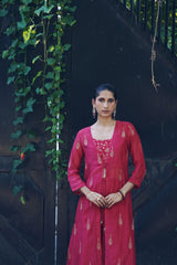 Chanderi Shrug Set - Red