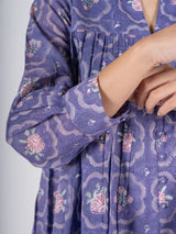 Cotton Hand Block Printed Top - Purple