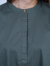 Black Twill Hand-Embroidered Dress