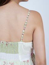 Green Floral Printed Tiered Cami Dress