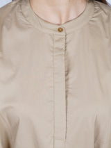 Beige Twill Hand-Embroidered Dress