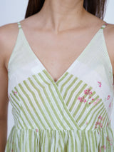 Green Floral Printed Tiered Cami Dress