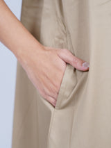 Beige Twill Hand-Embroidered Dress