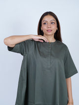 Black Twill Hand-Embroidered Dress