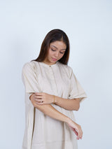 White Twill Hand-Embroidered Dress