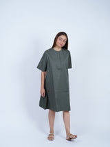 Black Twill Hand-Embroidered Dress