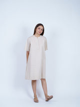 White Twill Hand-Embroidered Dress