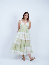 Green Floral Printed Tiered Cami Dress