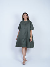 Black Twill Hand-Embroidered Dress
