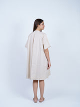 White Twill Hand-Embroidered Dress