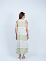 Green Floral Block-Printed Cotton Maxi Dress