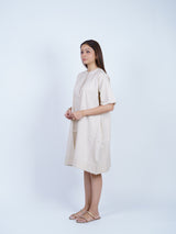 White Twill Hand-Embroidered Dress