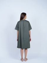 Black Twill Hand-Embroidered Dress