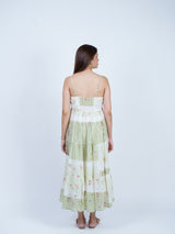 Green Floral Printed Tiered Cami Dress