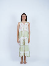 Green Floral Block-Printed Cotton Maxi Dress