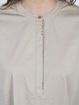 Beige Twill Hand-Embroidered Dress