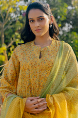 Cotton Hand Block Printed Kurta - Yellow