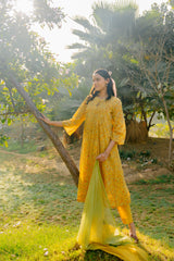 Cotton Hand Block Printed Kurta - Yellow