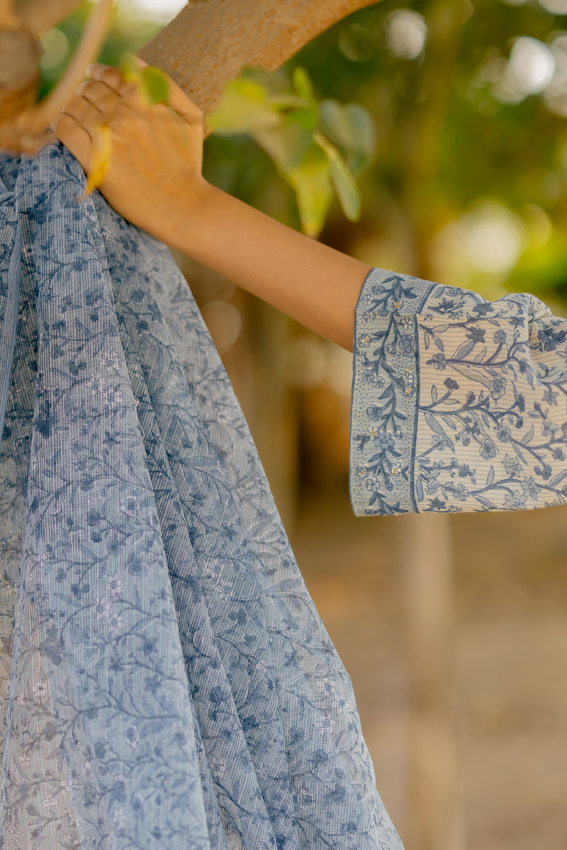 Cotton Kota Doria Dupatta - Blue