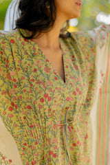 Cotton Hand Block Printed Kaftan - Green