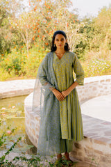 Cotton Hand Block Printed kurta- Green