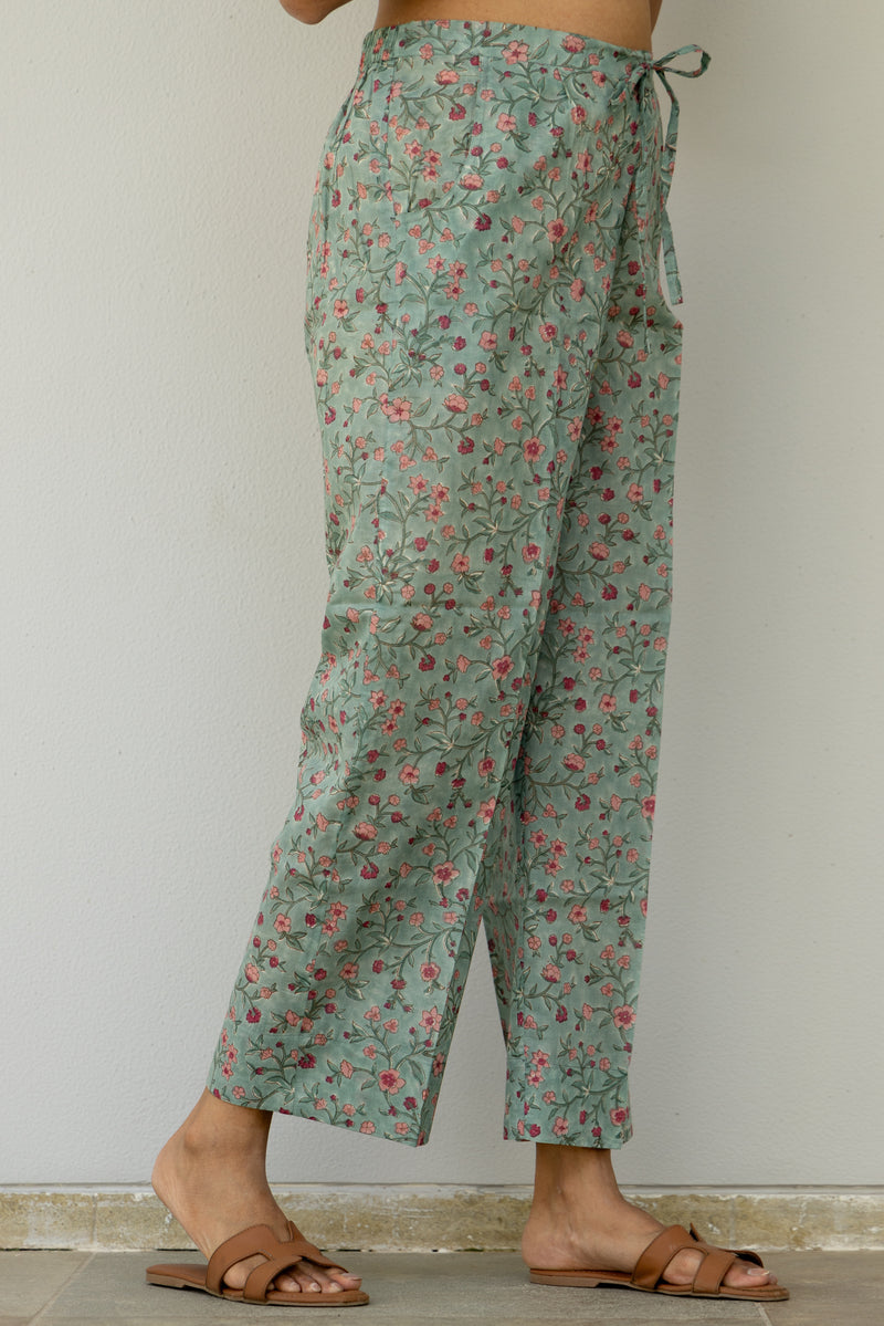 Cotton Hand Block Printed Parallel - Blue