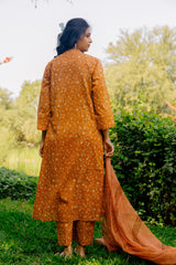 Cotton Hand Block Printed Kurta - Rust