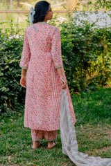 Cotton Hand Block Printed kurta- Pink