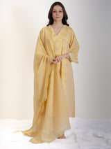 Cotton Hand Block Printed Dupatta - Yellow
