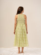 Cotton Hand Block Printed Dress - Green