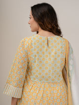 Cotton Hand Block Printed Kurta - Yellow