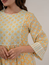 Cotton Hand Block Printed Kurta - Yellow