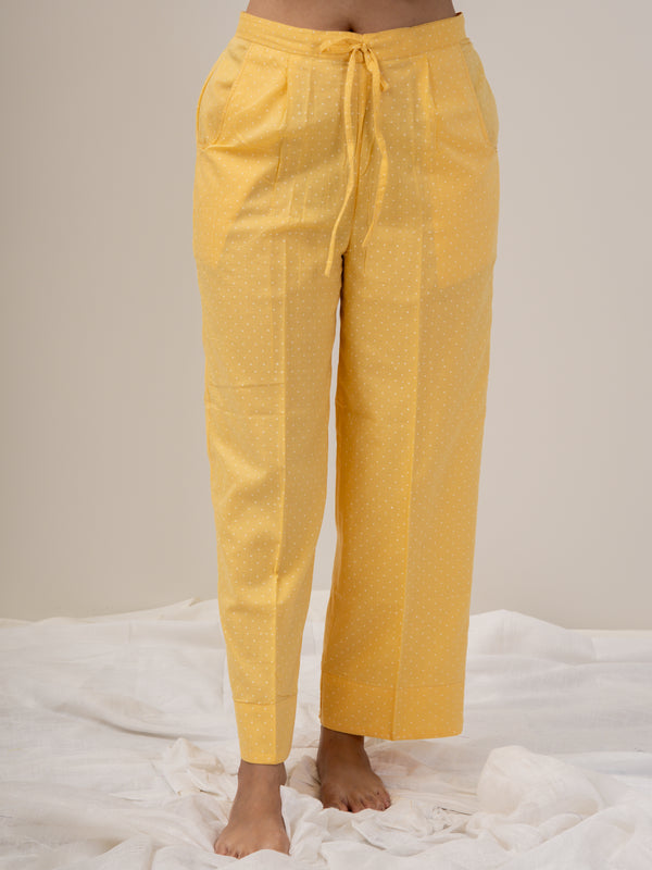 Cotton Hand Block Printed Parallel - Yellow
