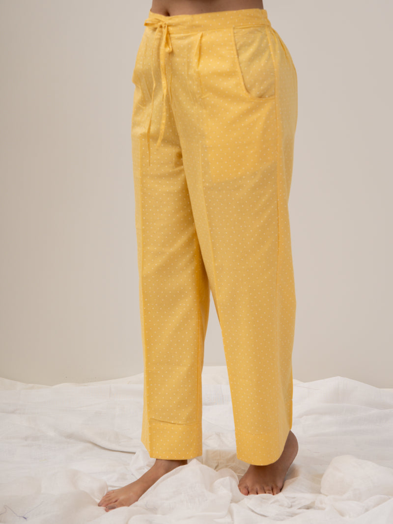 Cotton Hand Block Printed Parallel - Yellow