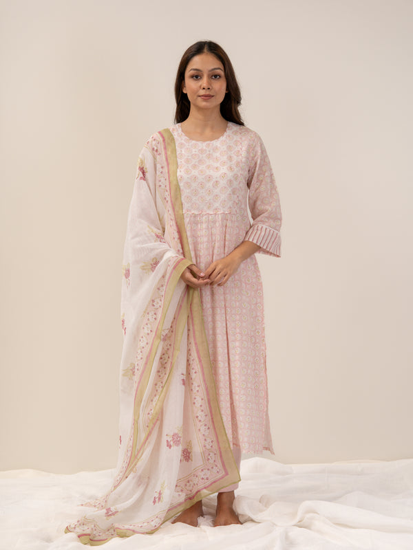 Cotton Hand Block Printed Kurta - Pink