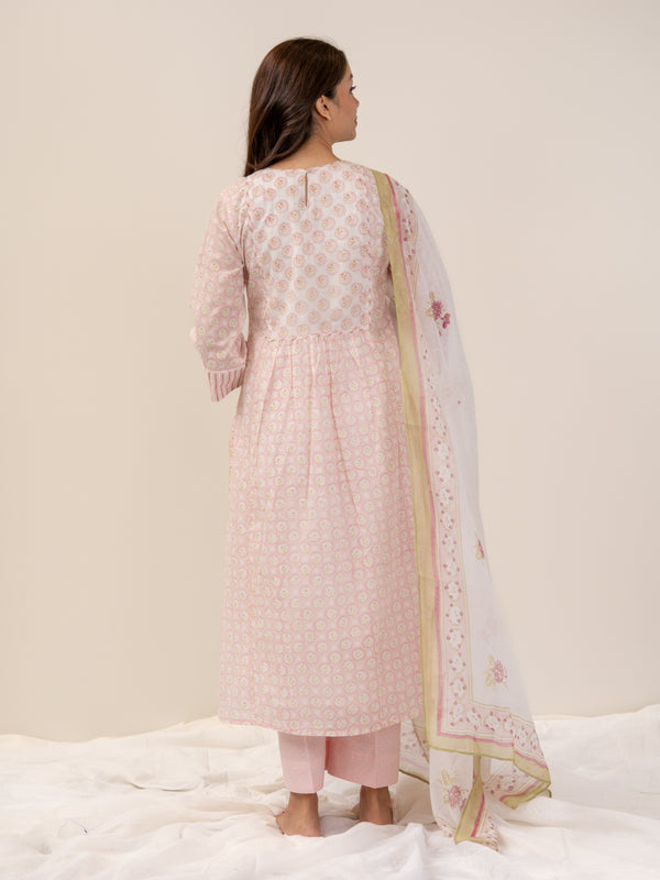 Cotton Hand Block Printed Kurta - Pink