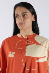 Rust Floral Poplin Tunic
