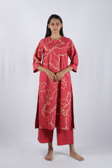 Pink Floral Poplin Kurta