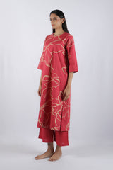 Pink Floral Poplin Kurta