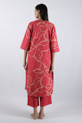 Pink Floral Poplin Kurta