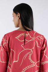 Pink Floral Poplin Kurta